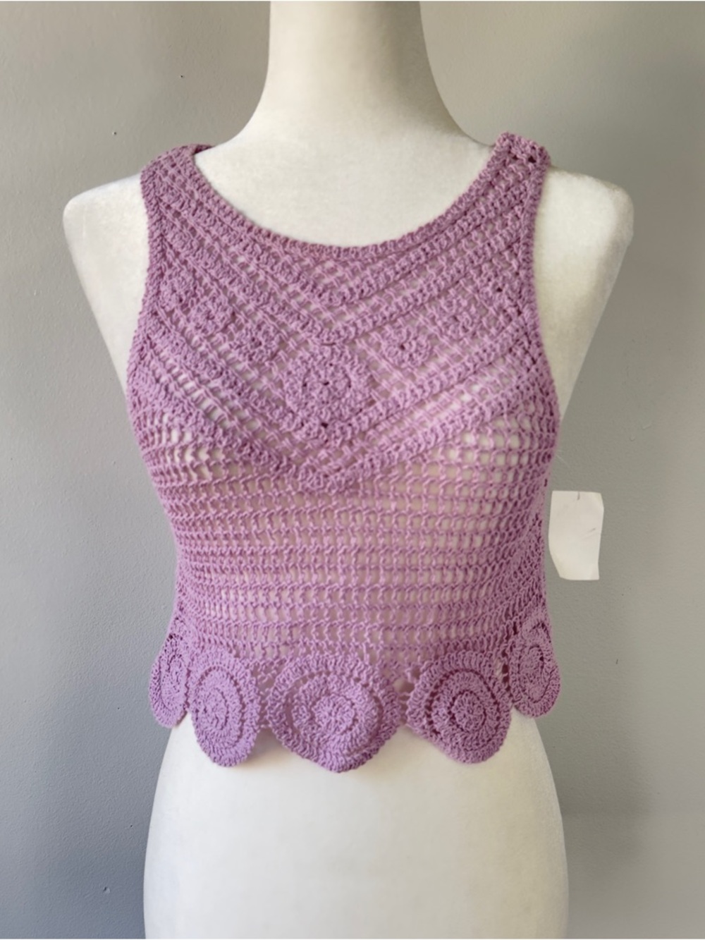 Charlotte Russe Crochet Crop Top Small Lavender NWT Boho Festival Summer